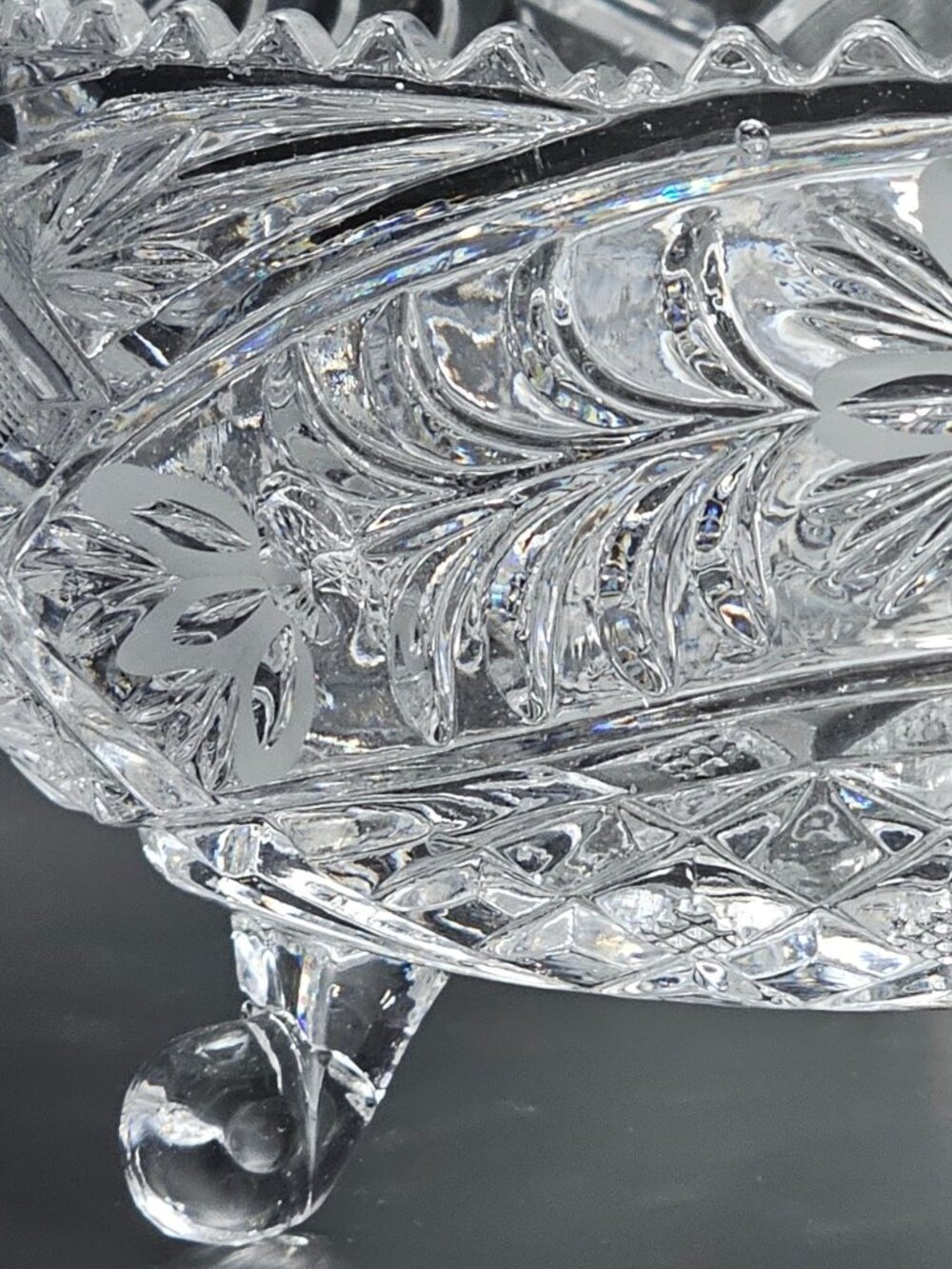 Anna Hutte Cut Glass Bowl vintage West Germany Lead Crystal footed Centerpiece - Picture 5 of 10